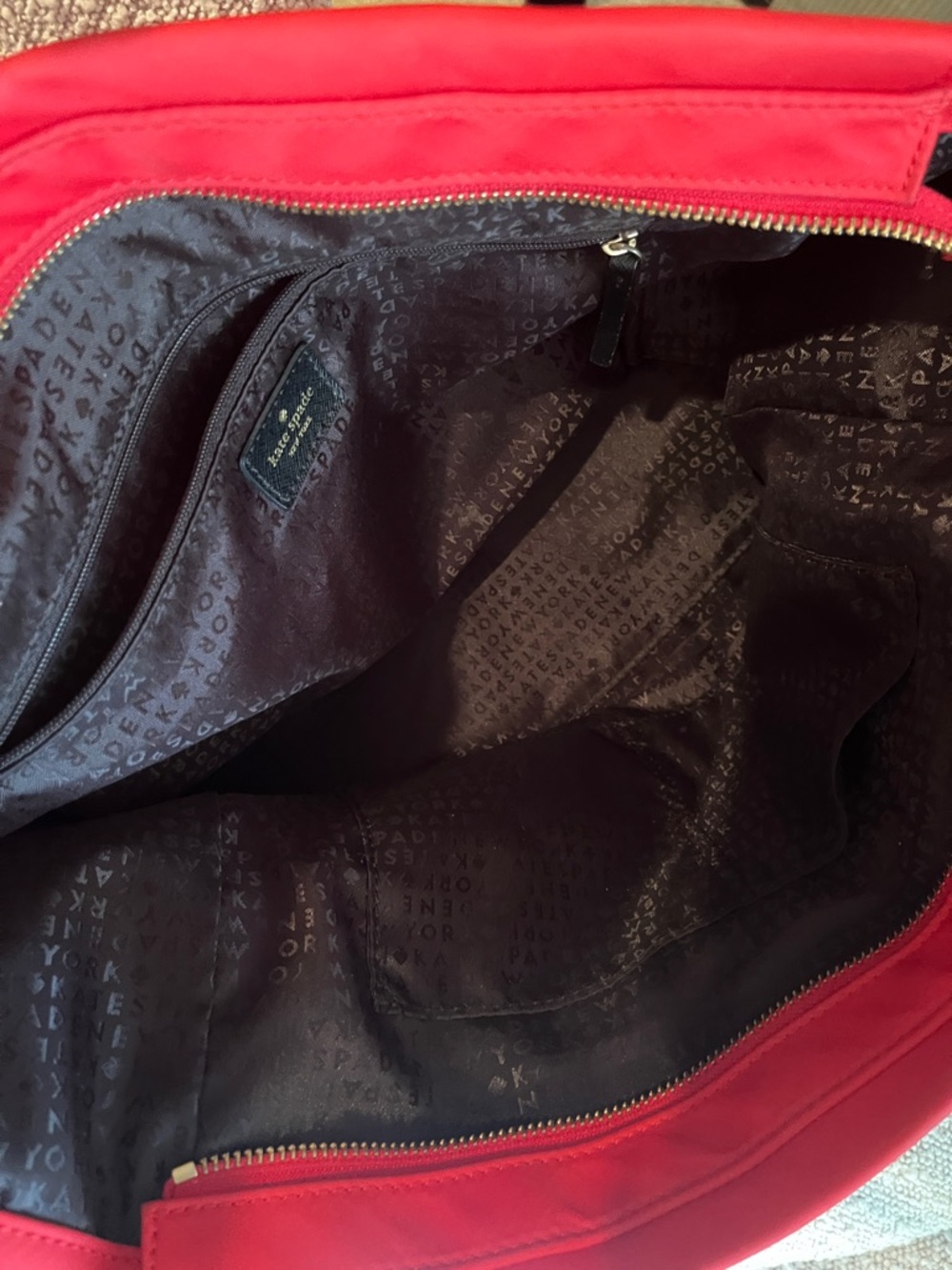 kate spade Bright Red Nylon Tote with Black Handles - Picture 12 of 13